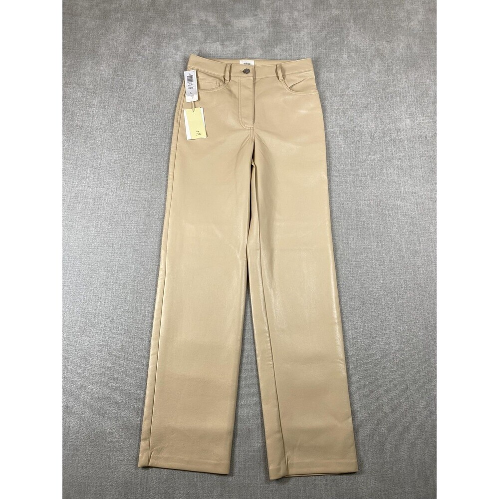Wilfred Melina Pants Womens 2 Beige Faux Leather High Rise Straight Leg Dress